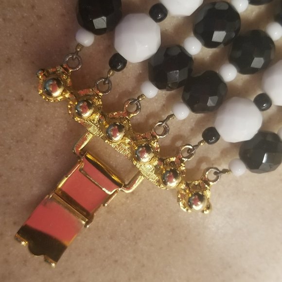 RARE JOSE MARIA BARRERA DECO HOLIDAY BLACK WHITE EVENING CRYSTAL STRAND BRACELET - Picture 4 of 9